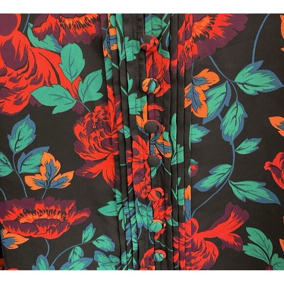 WOMEN'S TORRID GEORGETTE PINTUCK BUTTON-FRONT BLOUSE FLORAL SIZE 4 - Picture 6 of 16